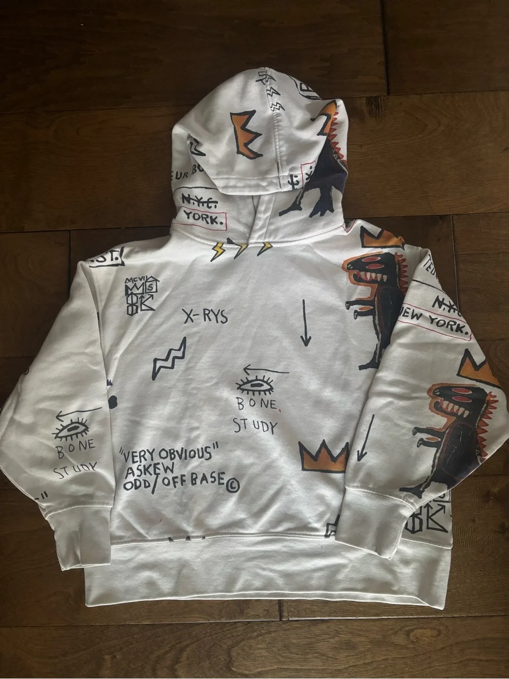 Zara Basquiat Hoodie with Black & Orange Prints
